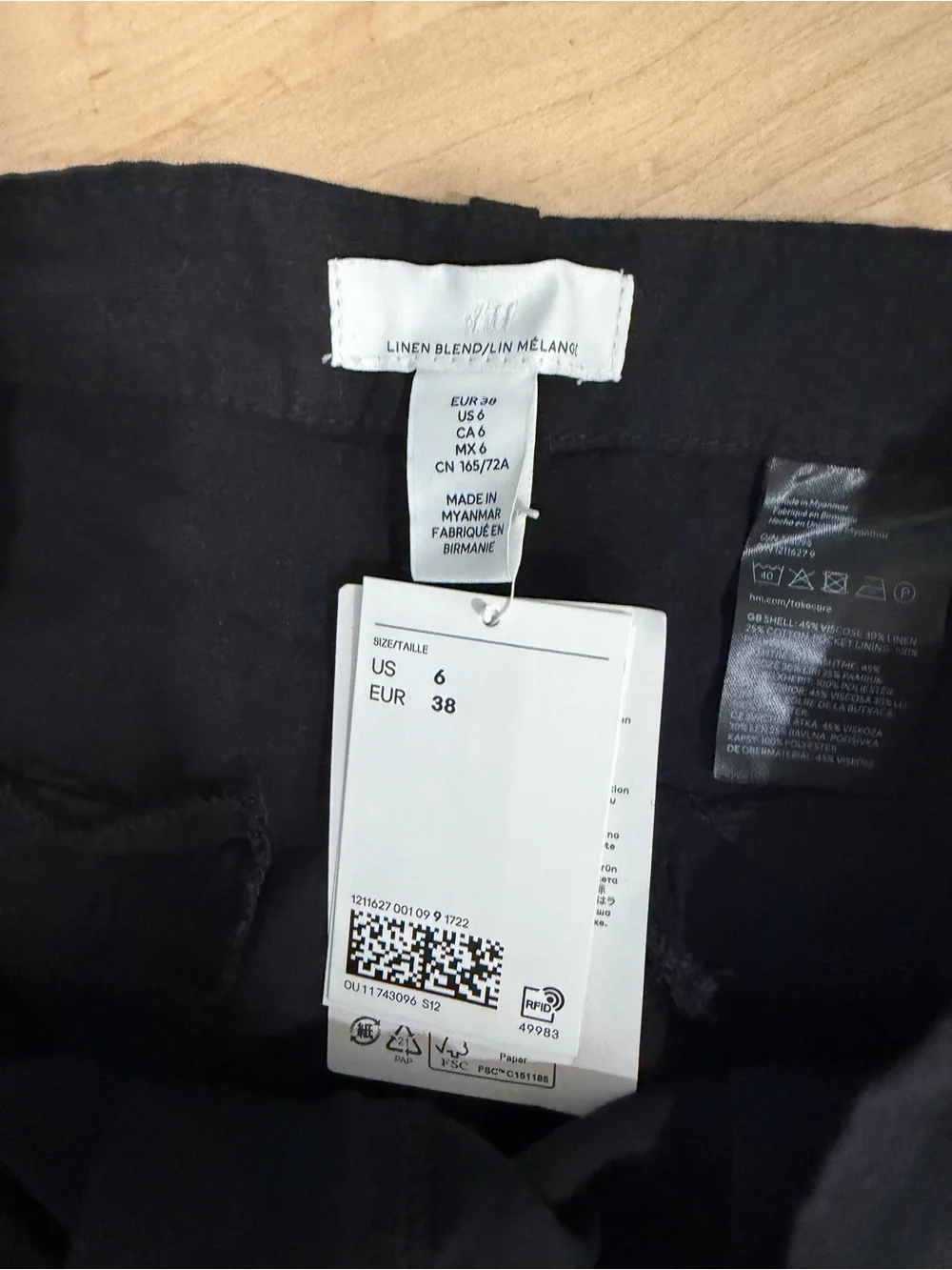 H&M Black Wide-Leg Pants - High Waist Linen Blend